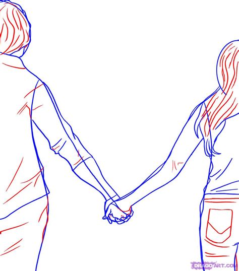 How To Draw People Holding Hands Step By Step Figures
