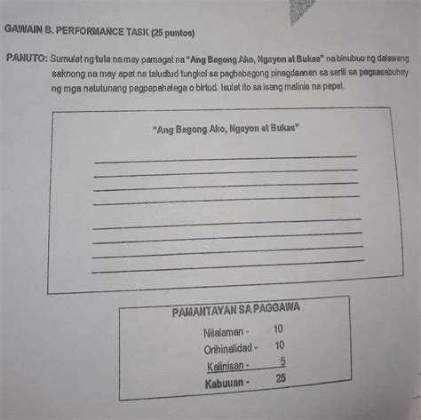 Gawain B Performance Task 25 Puntospanuto Sumulat Ng Tula Na May