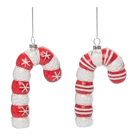 Set Of 2 Red And White Candy Cane Christmas Ornaments 575 Christmas