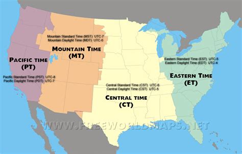 Pacific Standard Time Zone Map