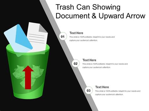 Trash Can Showing Document And Upward Arrow Powerpoint Presentation