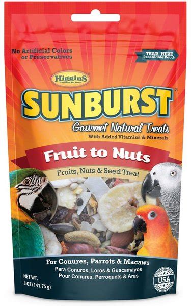 higgins sunburst gourmet treats dried fruits and nuts macaw and conure bird treats 5 oz bag