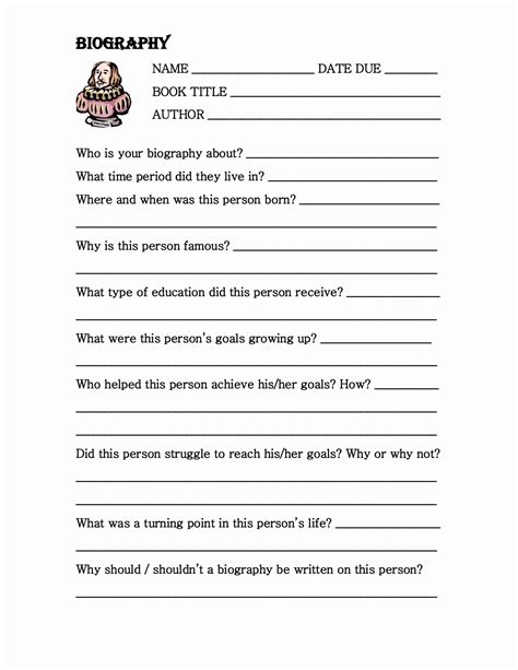 Autobiography Template For Elementary Students Inspirational Biography