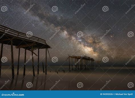 Frisco Pier Under The Milky Way Galaxy Stock Photo Image Of Landscape