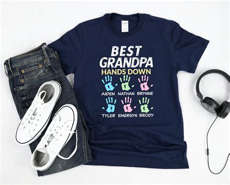 Personalized Best Grandpa Shirt Custom Names Grandchildren Etsy