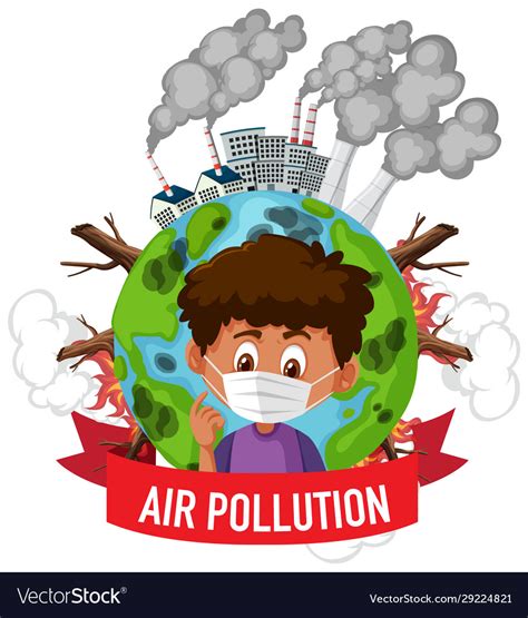 Poster Design For Stop Pollution With Boy Wearing Vector Image
