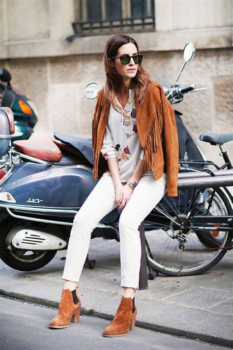 36 Ideas Para Combinar Tu Chaqueta Café De Cuero O Gamuza Pantalones Blancos Invierno Moda