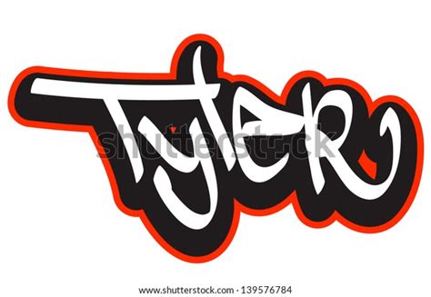 Tyler Graffiti Font Style Name Hiphop เวกเตอร์สต็อก ปลอดค่าลิขสิทธิ์