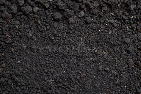 Top View Close Up Of Organic Black Soil Texture Pattern Background