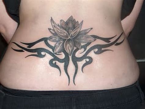 Beautiful Flower N Tribal Tattoo On Lower Back Tattoos Book 65000