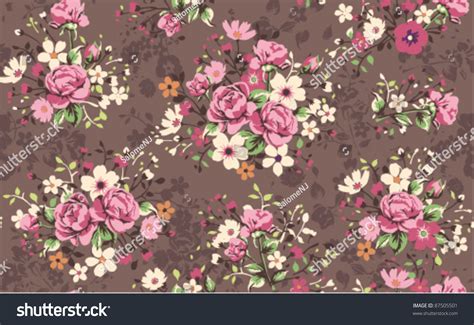 Seamless Wallpaper Vintage Rose Pattern Stock Vector