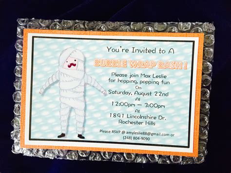 Bubble Wrap Party Invitation Invitations Party Invitations Bubbles