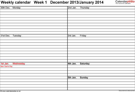 Weekly Calendar 2014 Uk Free Printable Templates For Word
