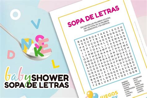 🔤 Sopa De Letras Para Baby Shower Gratis Para Imprimir En 2021 Sopa