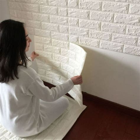 White Foam Brick 3d Wall Panels Peel And Stick Wallpaper Adhesive
