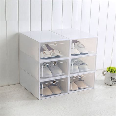 6pc Storage Shoes Box Unisex Plastic Foldable Sneaker Display Box Shoe Container Clear Closet