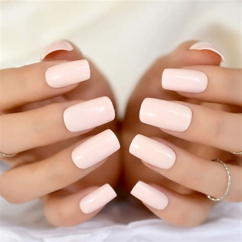 24pcs Light Pink Uv Gel Nail Simple Design Long Flat Shiny Candy False