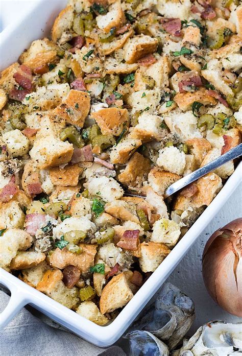 Oyster Stuffing A Hearty Thanksgiving Side Dish Full Of Herbs Bacon