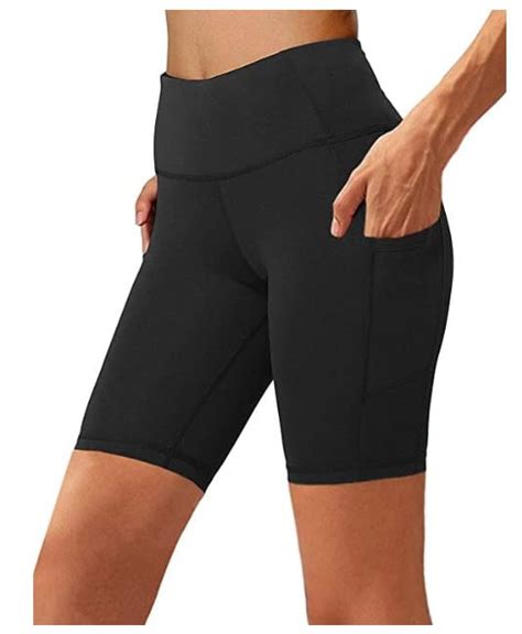 aoliks aoliks women s biker cycling yoga shorts workout shorts with pockets black walmart