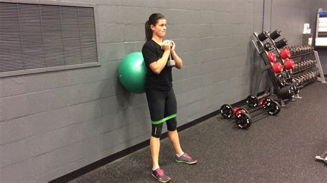 Stability Ball Assisted Db Goblet Wall Squat With Mini Band Around