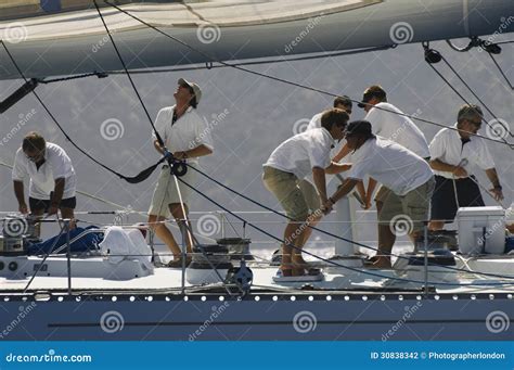 Crew Working On Sailboat Stock Photography Image 30838342