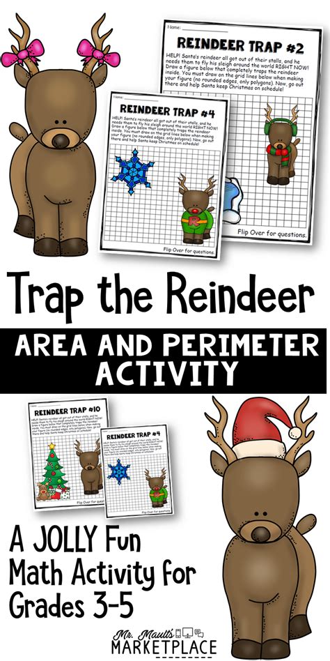 Christmas Math Perimeter And Area Help Santa Trap The Reindeer With