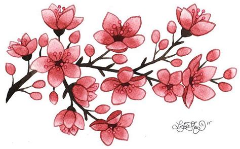 Drawing Of Small Cherry Blossoms Cherry Blossom Flower Tattoo