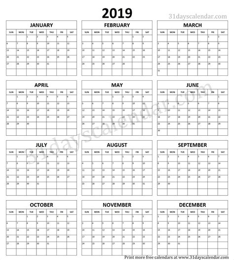 Blank Calendar Whole Year Calendar Printable Free Full Year Calendar