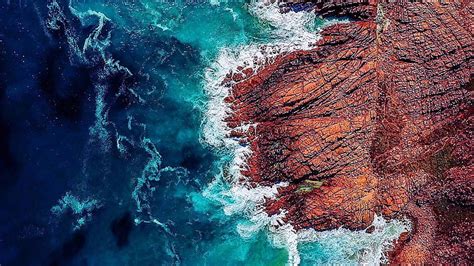 Hd Wallpaper Barreling Wave Landscape Aerial View Sea Water Coast