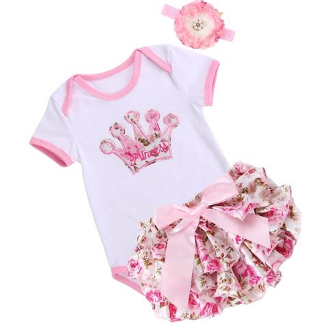 Unicorn Crown Infant Baby Girl Clothing Set Bodysuit Short Summer