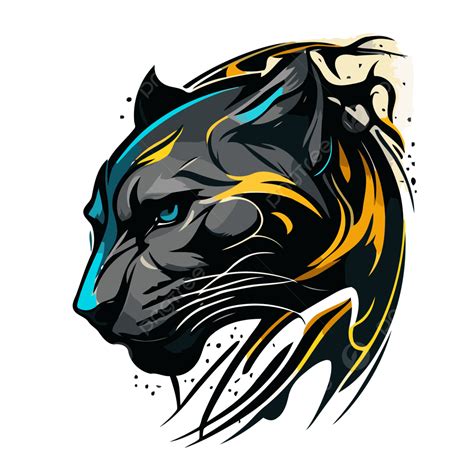 Panther Head Vector Sticker Clipart Panther Tattoo With Bright Yellow