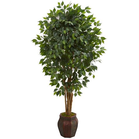 Nearly Natural Indoor 6 Ft Ficus Artificial Tree In Decorative Planter