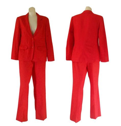 Ladies Red Suit Women Pant Suit Red Blazer Pendleton Wool Etsy