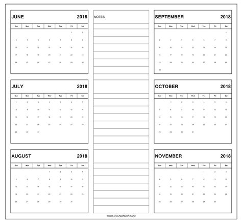 Blank Six Month Calendar Printable Example Calendar Printable