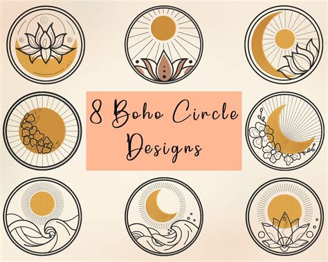 8 Boho Circle Embroidery Designs Machine Embroidery Designs