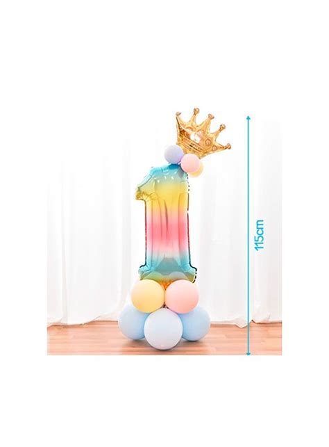 Set De Globos Globo Nº 1 Multicolor Y Corona Happy Party