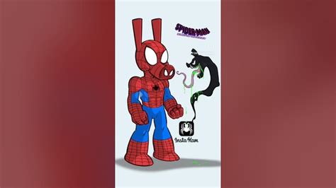 Drawing Spider Ham And The Pork Grind Symbiote Spiderham Venom