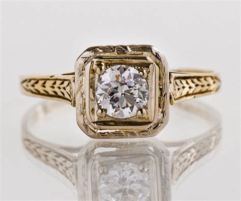 Antique Engagement Ring Antique 1920s 14k Two Tone Diamond Etsy