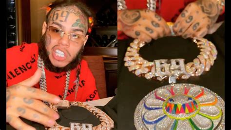 6ix9ine Spends 1m On Double Baguette Spinning Vvs Chain Youtube