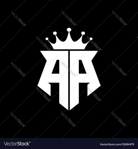 Aa Logo Monogram Shield Shape With Crown Design Vector Image