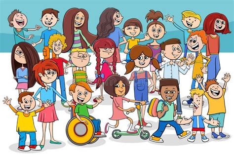 Grupo De Personagens De Desenho Animado Para Crianças E Adolescentes