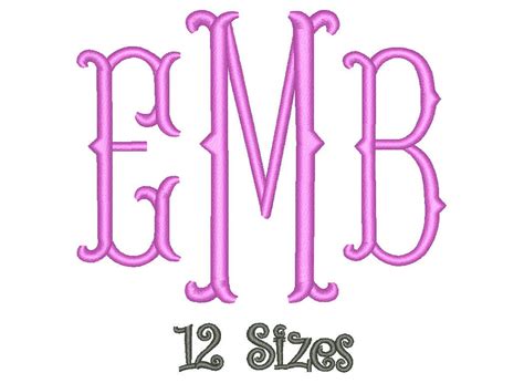 Sale Fishtail Monogram Embroidery Font 12 Sizes Machine Bx Etsy
