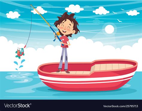 A Kid Fishing Royalty Free Vector Image Vectorstock