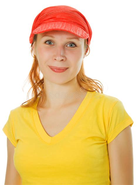 lifeguard woman in cap on duty blowing whistle stock image image of