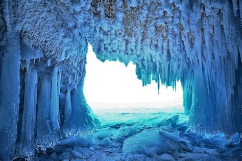 Premium Photo Ice Cave Winter Frozen Nature Background Landscape