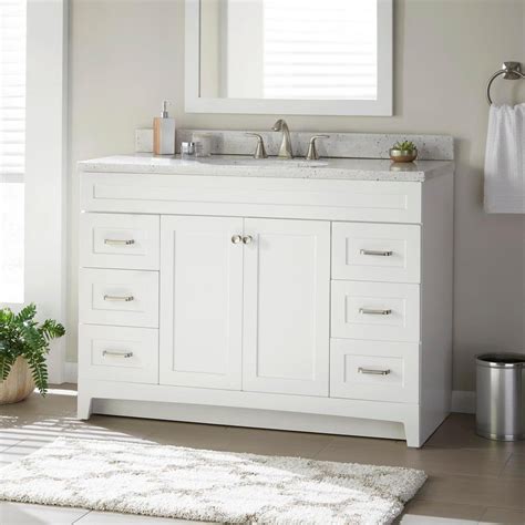 D bathroom linen storage cabinet in white with. Home Decorators Collection Thornbriar 48 in. W x 21 in. D ...