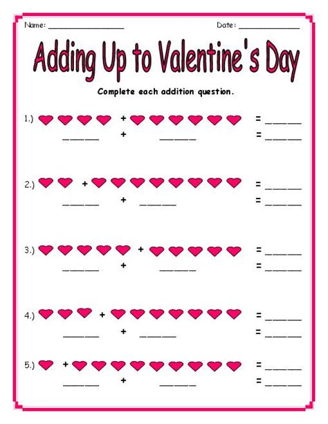 Free Printable Valentine Math Worksheets Printable World Holiday