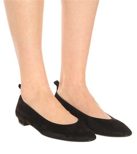 The Row Lady D Suede Ballet Flats In Black Lyst