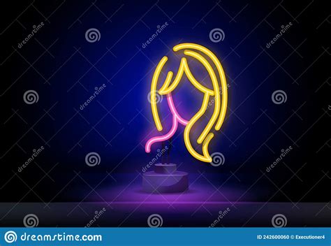 Neon Profile Picture Faceless Avatar Womens Hairstyle Neon Sign