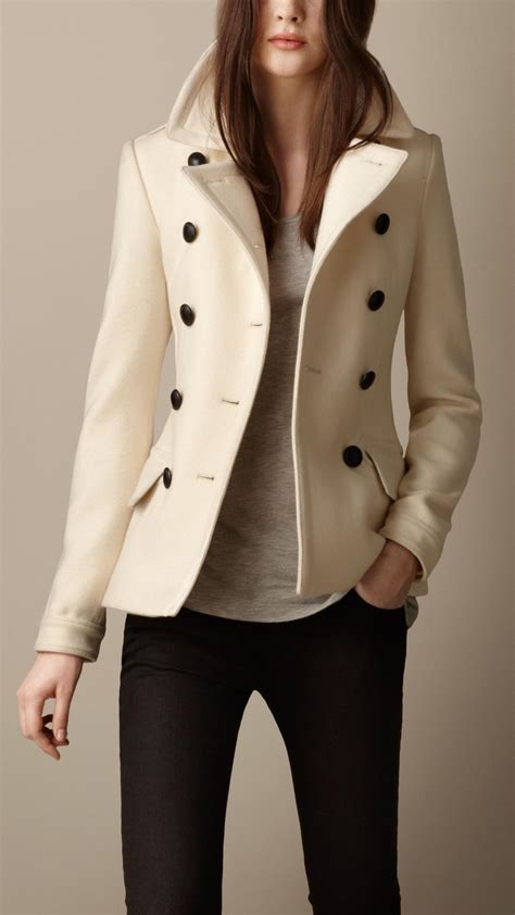 Lyst Burberry Wool Cashmere Pea Coat In Natural